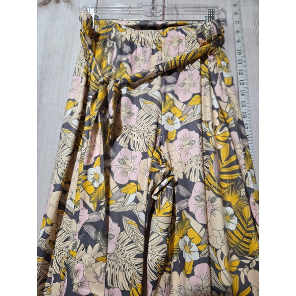Mod X Womens 1X Wide Leg Pants Tropical Floral Print High Rise Tie Waist - Picture 3 of 7
